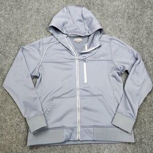 Simms Jacket Womens Large‎ Blue Gray Softshell Fly Fishing Outdoor Hooded Hiking
